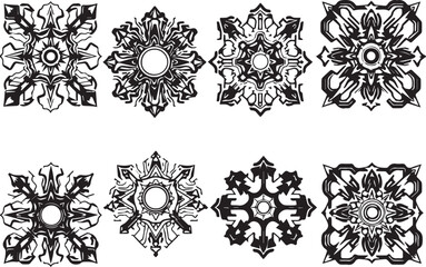 Set of elements for flat design, patterns, ornaments, mandalas. Hand drawn vector illustration