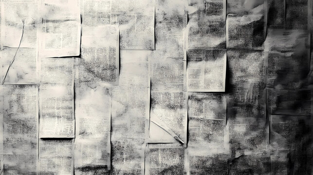 Newspaper paper grunge aged newsprint pattern background. Vintage old newspapers template texture, 