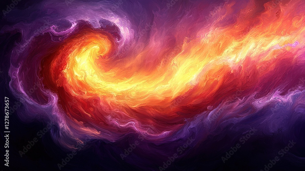Poster vibrant and colorful swirl pattern on a deep black background creating artistic contrast