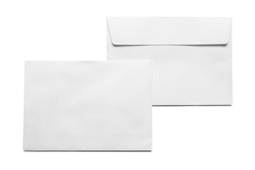 Envelopes isolated on white, top view. Mockup for design