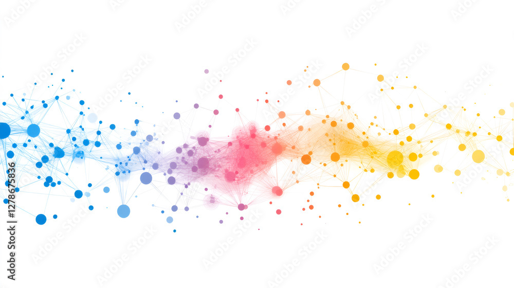 Aufkleber Abstract plexus structure evolving, communicating and processing data with lines and dots