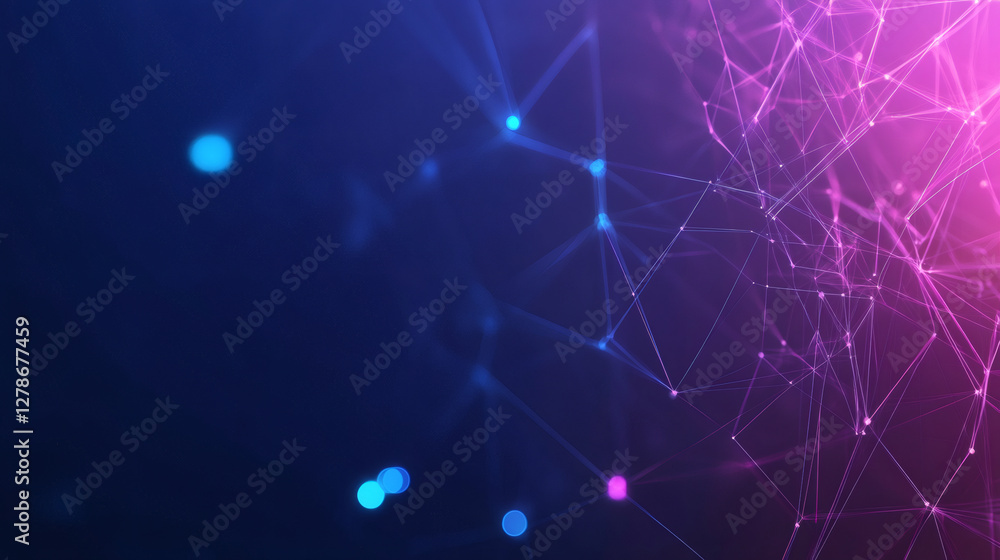 Poster Glowing digital network connecting plexus points, representing complex data visualization