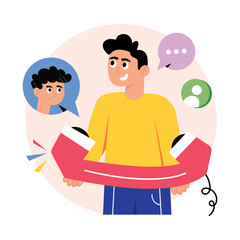 Friend Call Concepts Style illustrations. EPS 10 File stock illustration