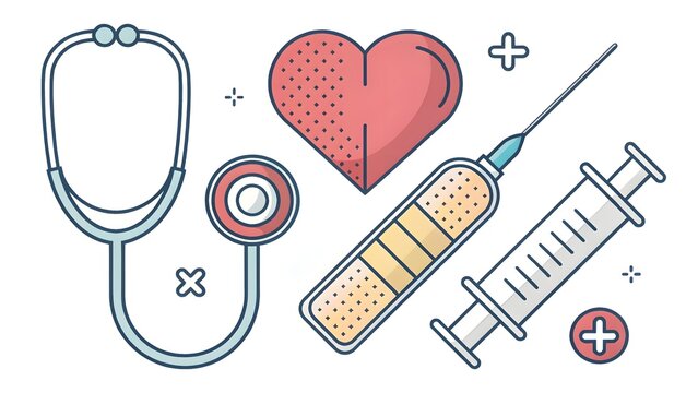 Medical healthcare icons with thin line art st