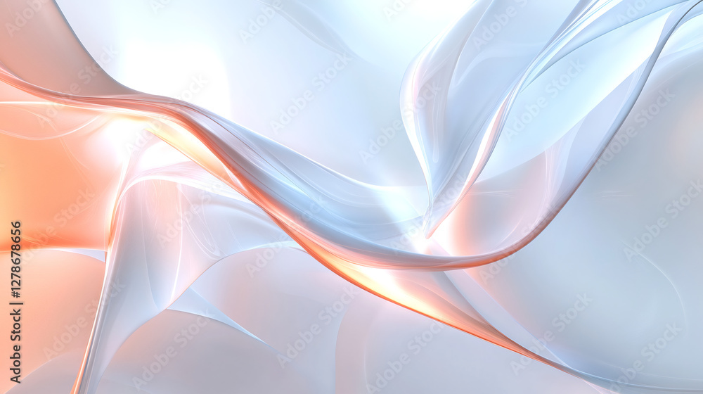 Poster Dynamic wave pattern swirling in vibrant orange and blue, generating visual motion and vitality