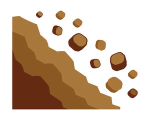 Landslide icon sign. Landslide vector natural disaster warning silhouette symbol website logo design. Landslide, soil layer icon isolated on white background. Vector illustration. 