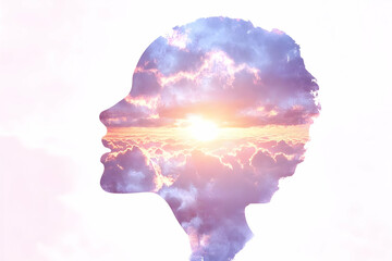 Sunset Cloudscape Abstract Head Illustration