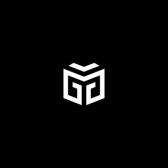 letters GM black white abstraction logo ...