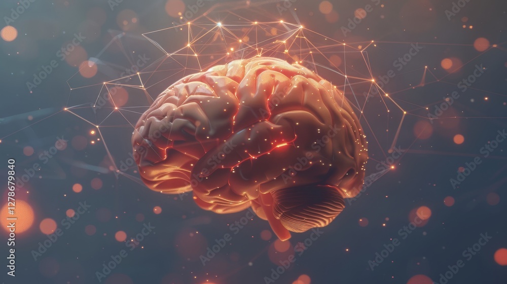 Aufkleber glowing human brain with neural connections a visual representation of artificial intelligence