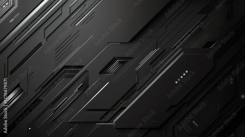 Leinwandbilder dark geometric shapes overlapping creating a modern futuristic background, perfect for technology an