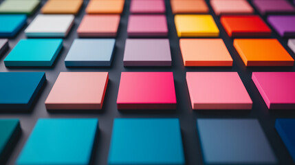 Abstract color palette squares create bright and cheerful visual rhythm