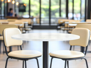 Fototapeta premium Cafe Interior White Marble Table Illustration