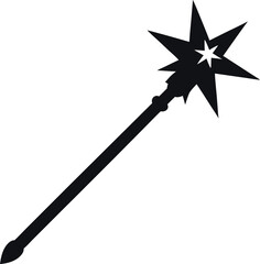 Naklejka premium Black Magic Wand Silhouette Minimalist Vector Illustration | Simple Icon for Fantasy, Spellcasting, Wizardry, and Enchantment Design Elements