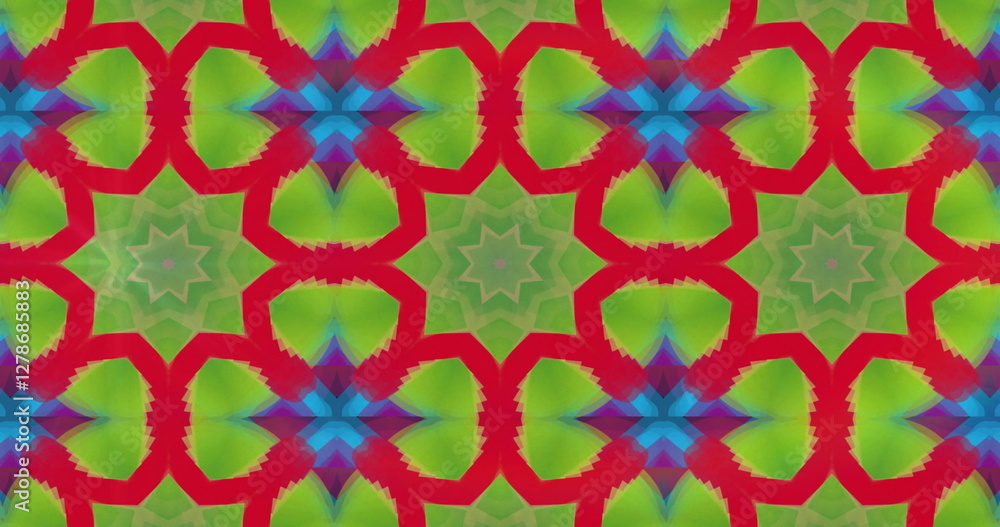 Poster image of kaleidoscope pattern changing on seamless loop background