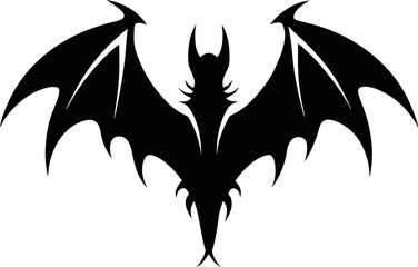 Black Dragon Wings Silhouette Minimalist Vector Illustration | Simple Fantasy Icon for Mythical Creature, Power, and Enchantment Design Elements