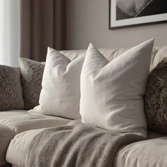 sofa with white  pillows 