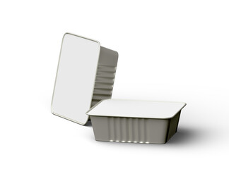 3d rendered image of a deep square food foil tray isolated on a transparent background