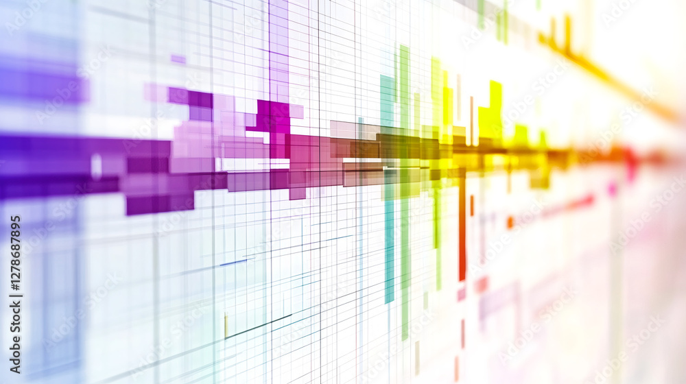 Leinwandbilder digital stream flowing through pixelated grid, visualizing data transfer, network connectivity, tech