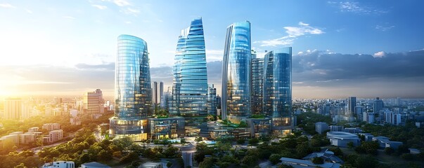 A futuristic perspective of Bangalore's modern cityscape, with glass buildings and smart city technology visible across the skyline