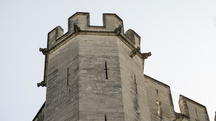 Obraz premium The battlement of a tower of the Palais des Papes in Avignon, France