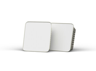 3d rendered image of a deep square food foil tray isolated on a light background