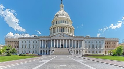 Fototapeta premium Illuminated united states capitol building connected by digital network in washington, d.c.
