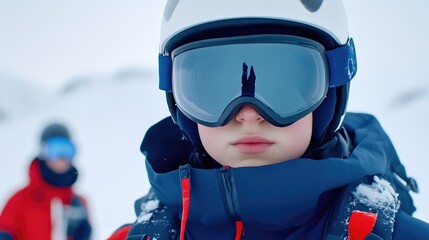 Close-up of snowboarding goggles with icy reflection