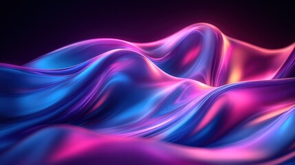 Abstract neon waves flow, dark background, digital art, website design