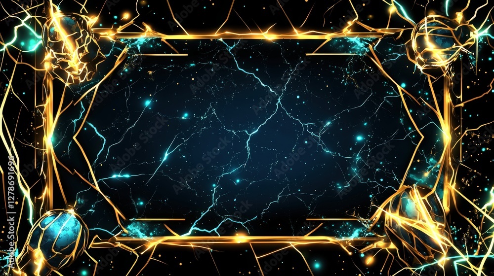 Poster lapis lazuli blue surface with glowing edges and electric design for abstract backgrounds and creati