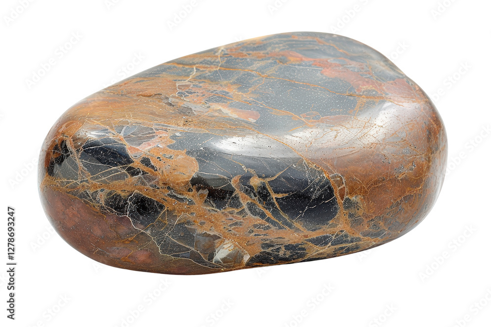 Aufkleber smooth polished stone with rich colors and natural patterns for decorative or artistic use in variou