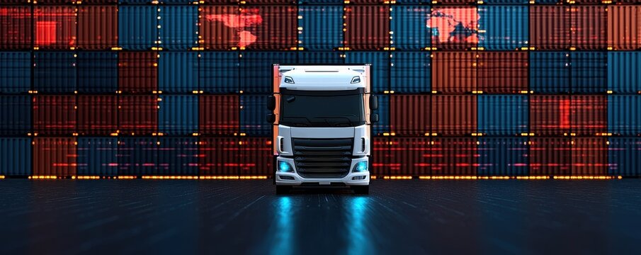 Efficient transport operations logistics yard truck and cargo containers urban environment ground level logistics and transportation