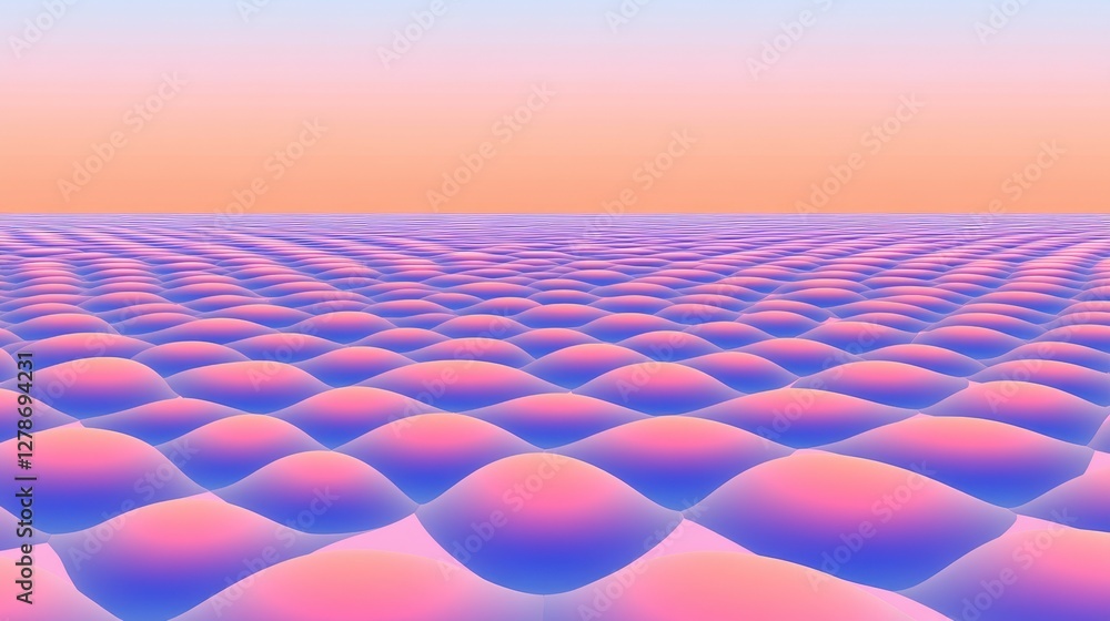 Poster glowing patterns of energy flow across a clean digital display in soft pink and blue tones