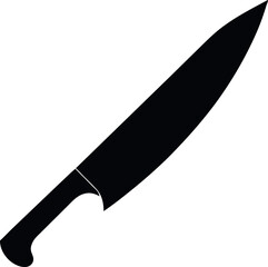 Minimalist Black Knife Silhouette Vector Illustration | Simple Icon for Cutting, Cooking, Hunting, Survival, and Weapon Design Elements