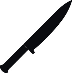 Minimalist Black Knife Silhouette Vector Illustration | Simple Icon for Cutting, Cooking, Hunting, Survival, and Weapon Design Elements