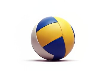Blue and Yellow Volleyball Isolated on White Background
