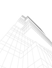 Fototapeta premium Futuristic Urban Wireframe. Geometric High-Rise Concepts