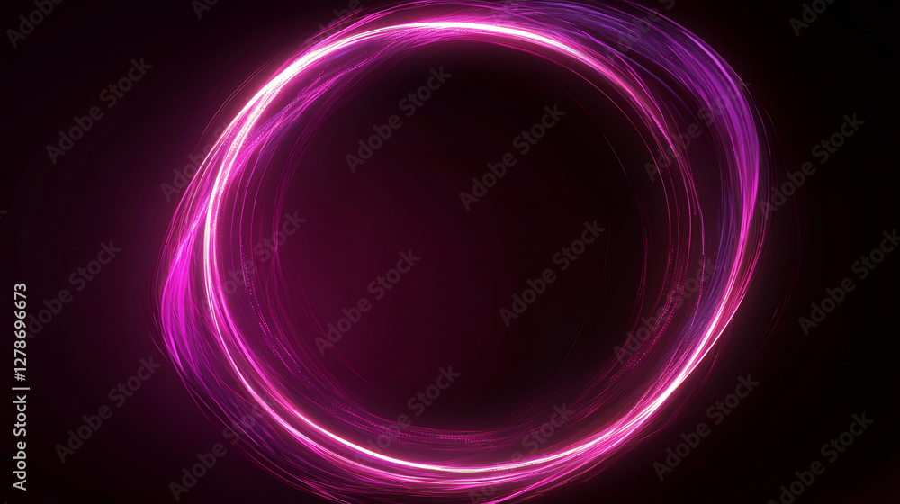 Poster vibrant pink-purple light spiraling into circular luminescent pattern, representing digital innovati