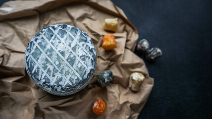 craft goat cheese with mold close-up