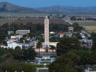 Aerial view of Tornquist local council with epic architectural design. Buenos Aires province,...