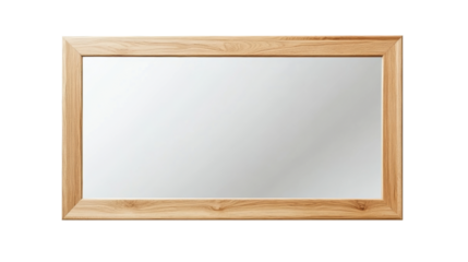 Rectangular mirror with light oak frame, perfect for modern decor