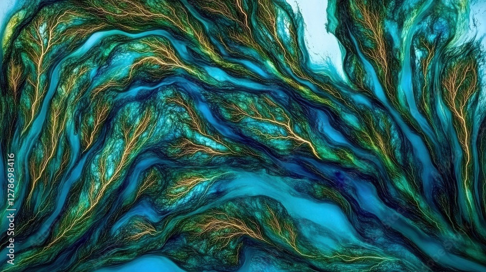 Poster close-up view of intricate glowing lightning bolts in an artistic abstract design