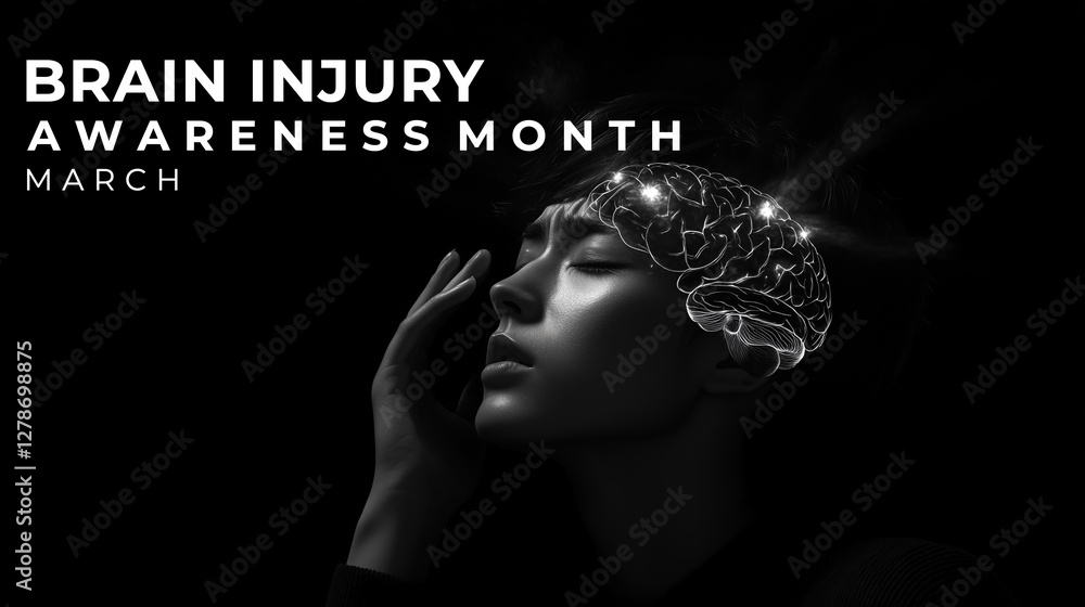 Wall mural Brain Injury awareness month. Brain Injury concept.