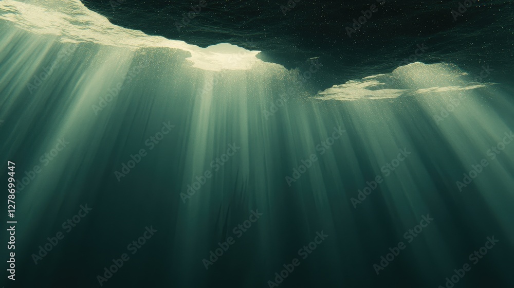 Poster dark gray background with faint sparkling highlights in underwater environment for creative projects