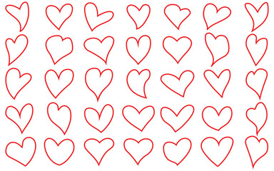 Hand drawn hearts set and love doodles