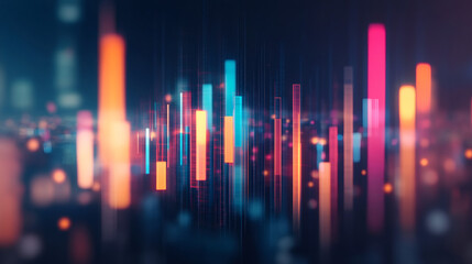 Luminous digital bars undulating against dark backdrop, signaling financial data, cryptocurrency volatility, market trending dynamics