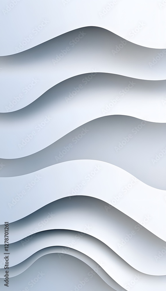 Poster elegant white abstract waves with soft gray shadows appear calming
