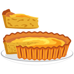 Quiche, Baked homemade quiche pie,  Plate of tart.