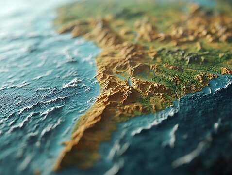 Coastal mountain range aerial view