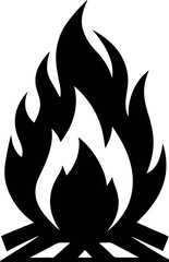 Minimalist Black Bonfire Silhouette Vector Illustration | Simple Campfire Icon for Outdoor, Camping, Warmth, Fire, Adventure, Nature, Relaxation, Night, and Cozy Atmosphere Design