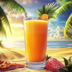 Tropical beach freshly squeezed juice